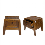 3505-Grooved Wooden bedside table