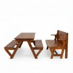 Convertible wooden table and bench