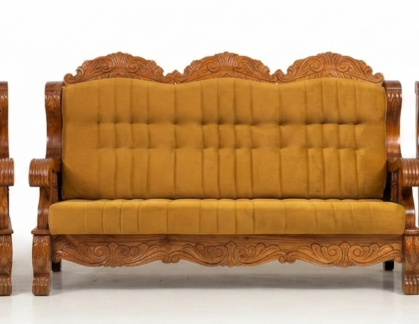 THANDAVAM 3+1+1 Teak Wood Sofa Set