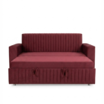 Premium Maroon Velvet Sofa Cum Bed